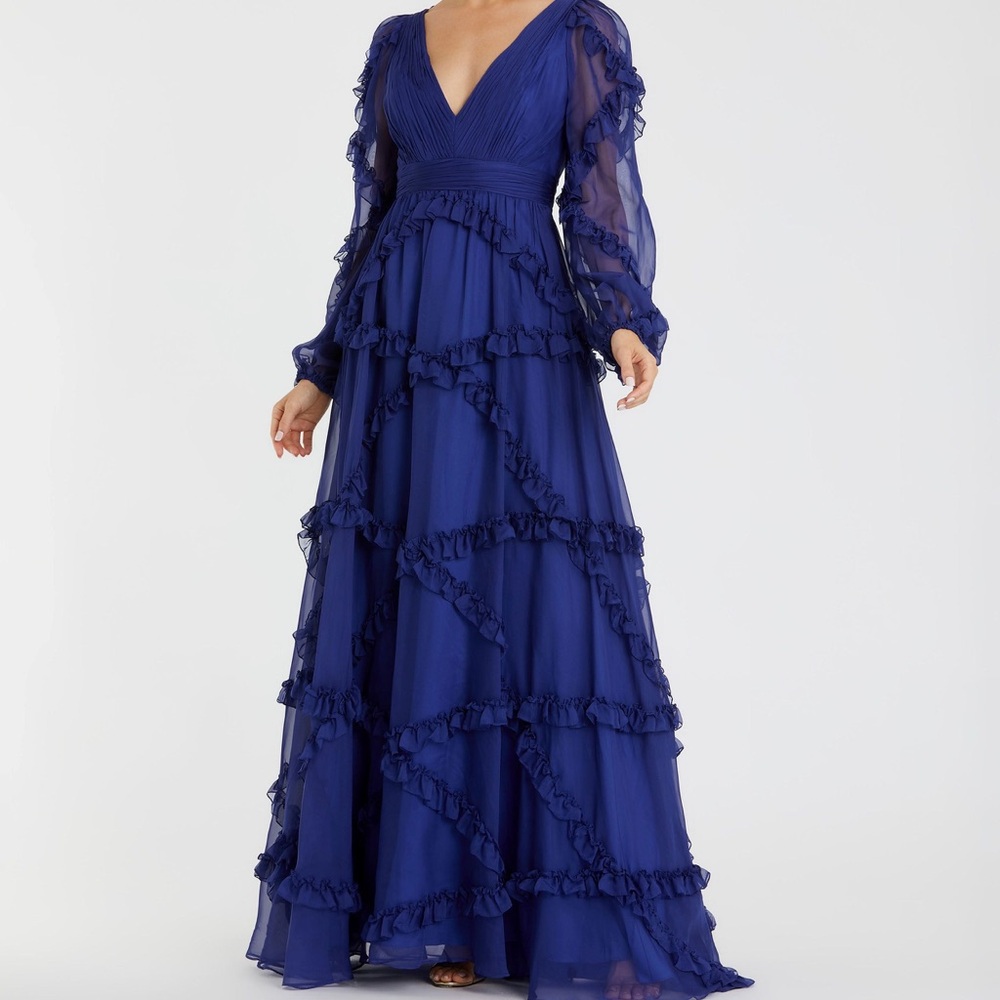 Blue Ruffled Mac Duggal Dress 18
